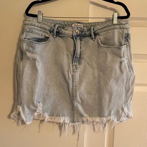 Good American blue denim skirt
